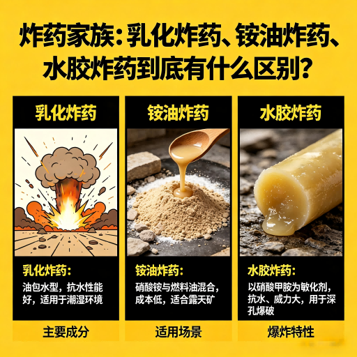 曲麻莱炸药家族：乳化炸药、铵油炸药、水胶炸药到底有什么区别？